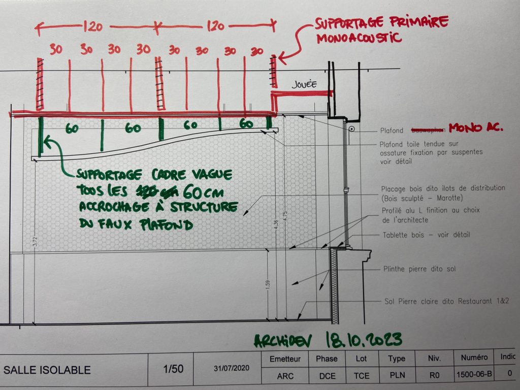 Croquis calepinage faux plafonds chantier, réalisé par benazra.com